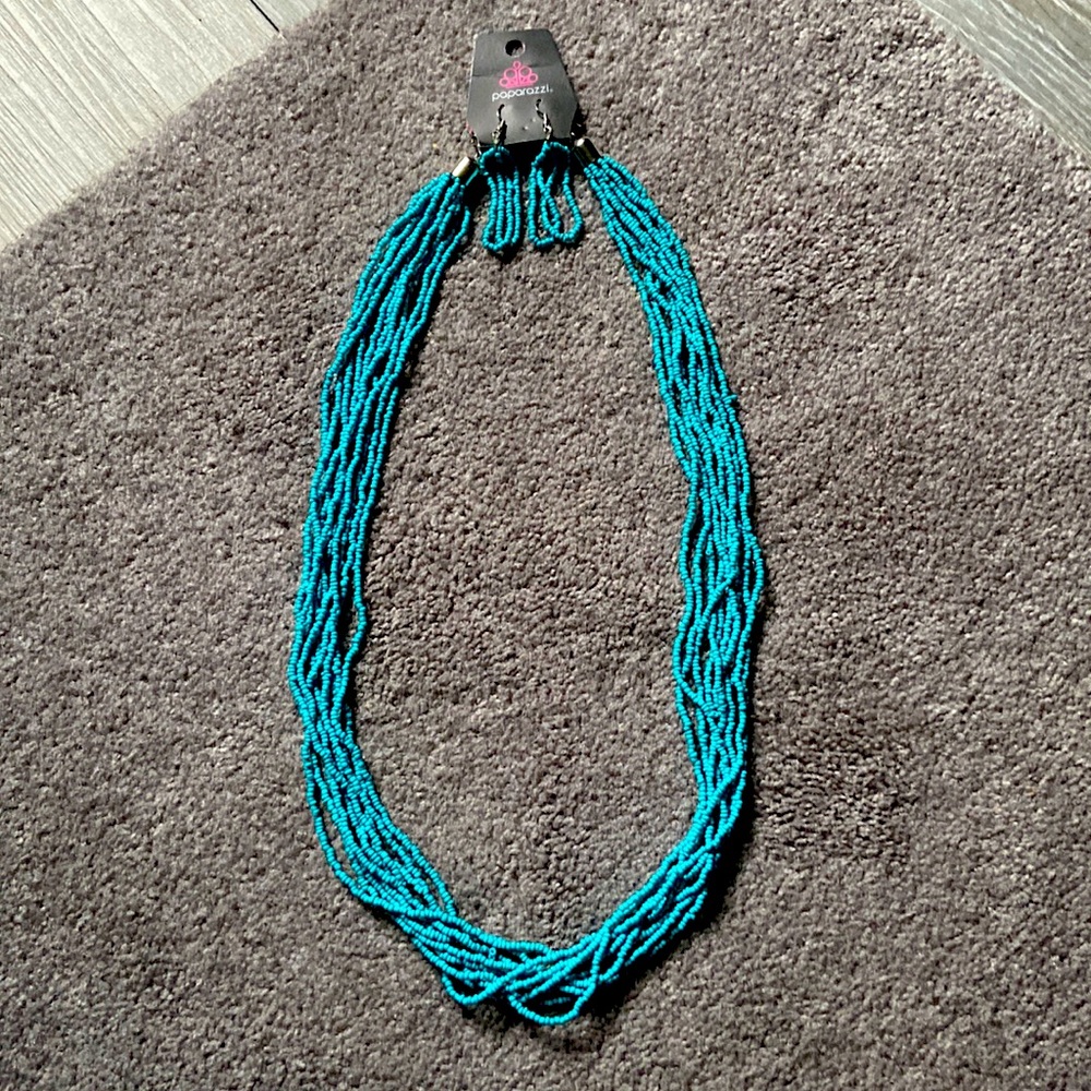 Multi-strand necklace with matching earrings